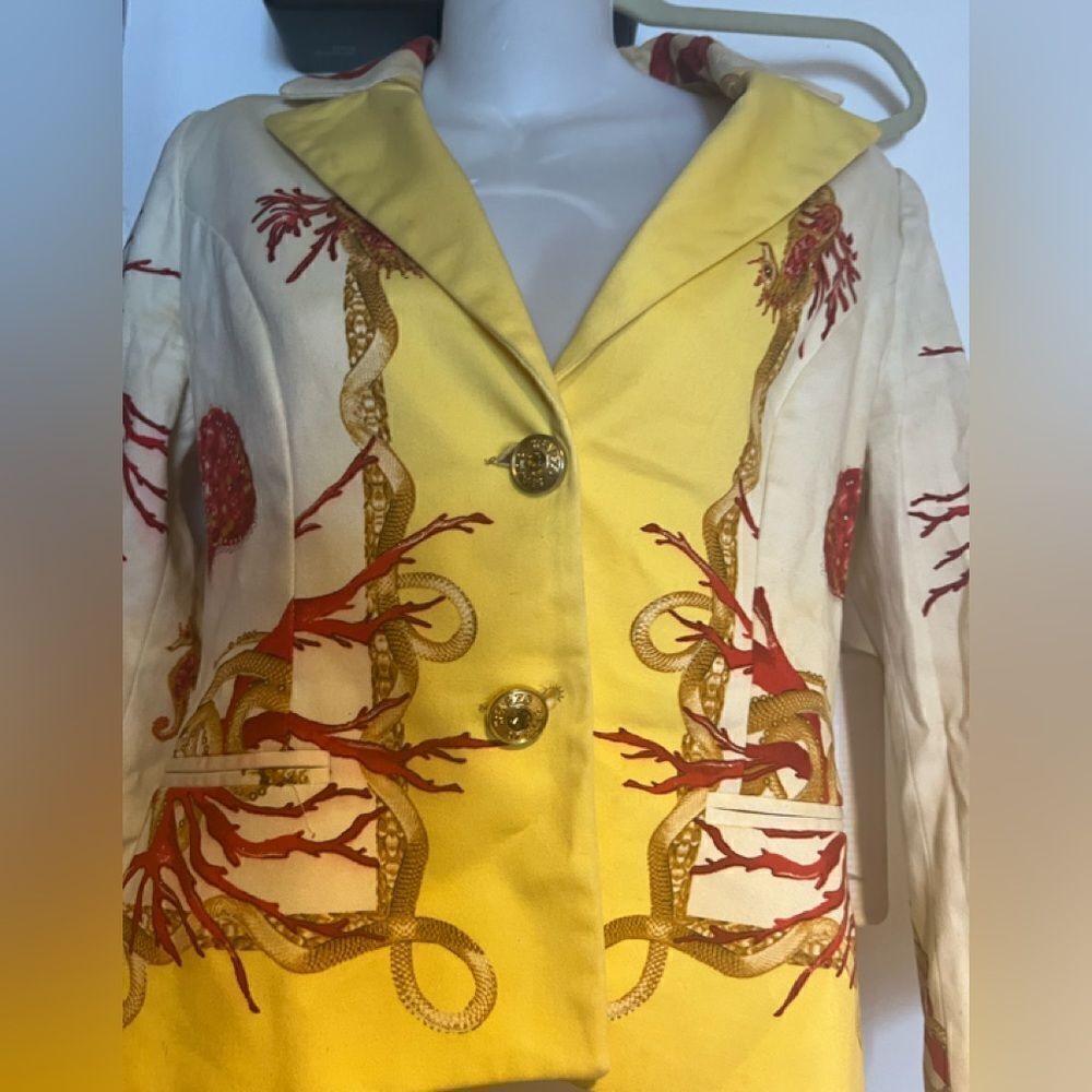 SFARZO ITALIAN LUXURY chains leaf’s elegant dress suit coat FLORAL BLAZER JACKET
